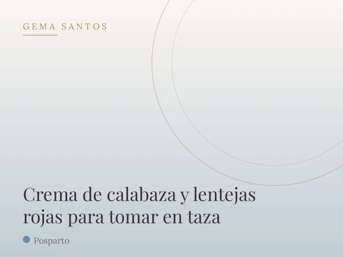 Crema de calabaza y lentejas rojas para tomar en taza